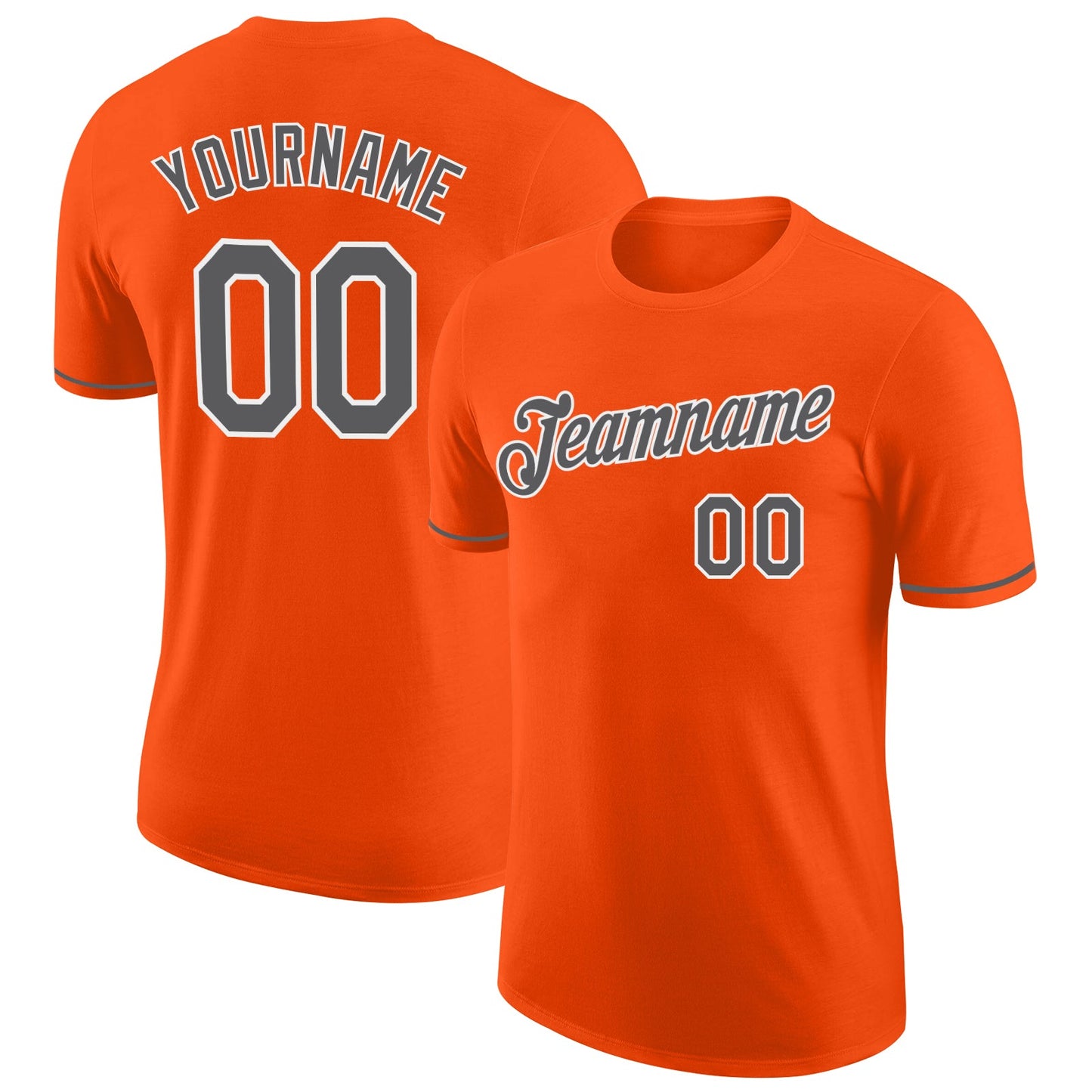Custom Orange Steel Gray-White Performance T-Shirt - Main View