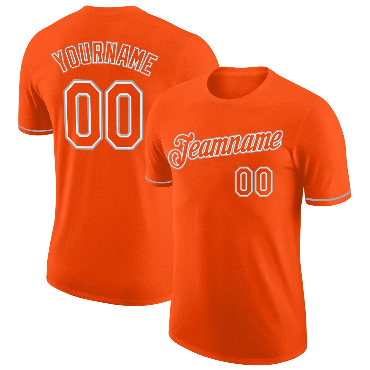 Custom Orange Orange-Gray Performance T-Shirt - Main View