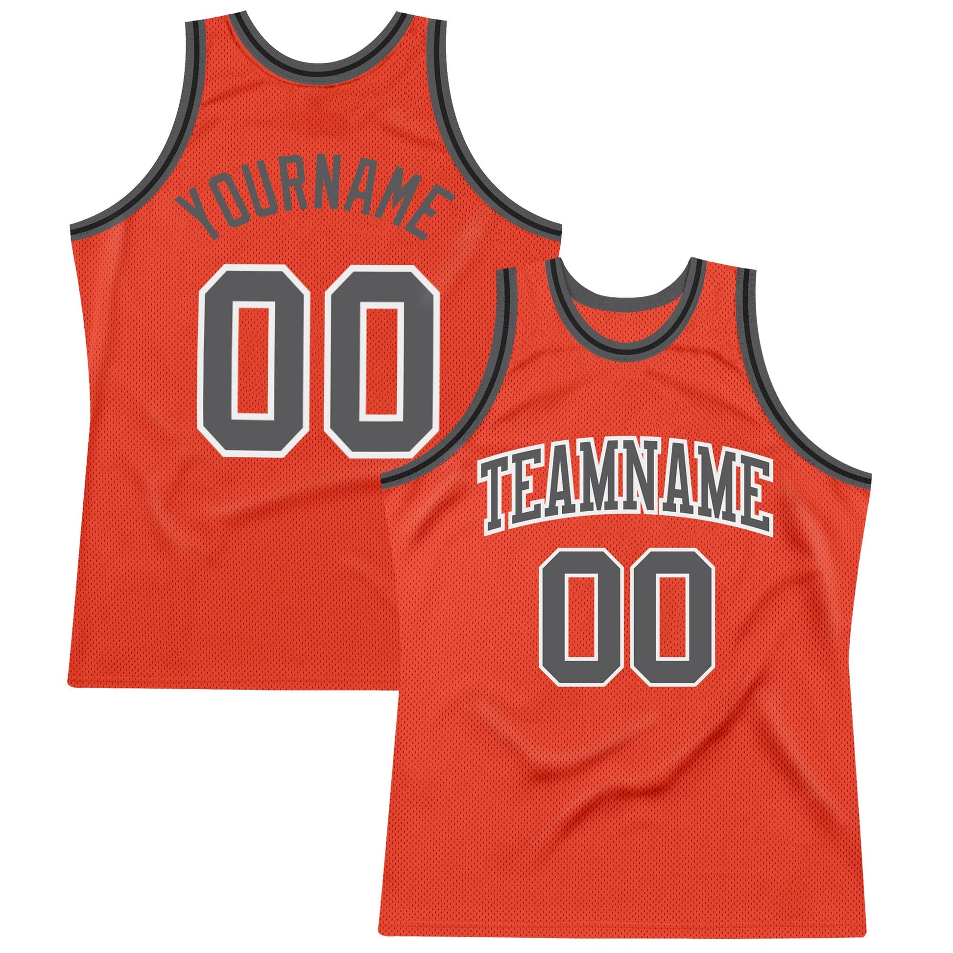 Custom Orange Steel Gray-Black Authentic Throwback Basketball Jersey - Main View