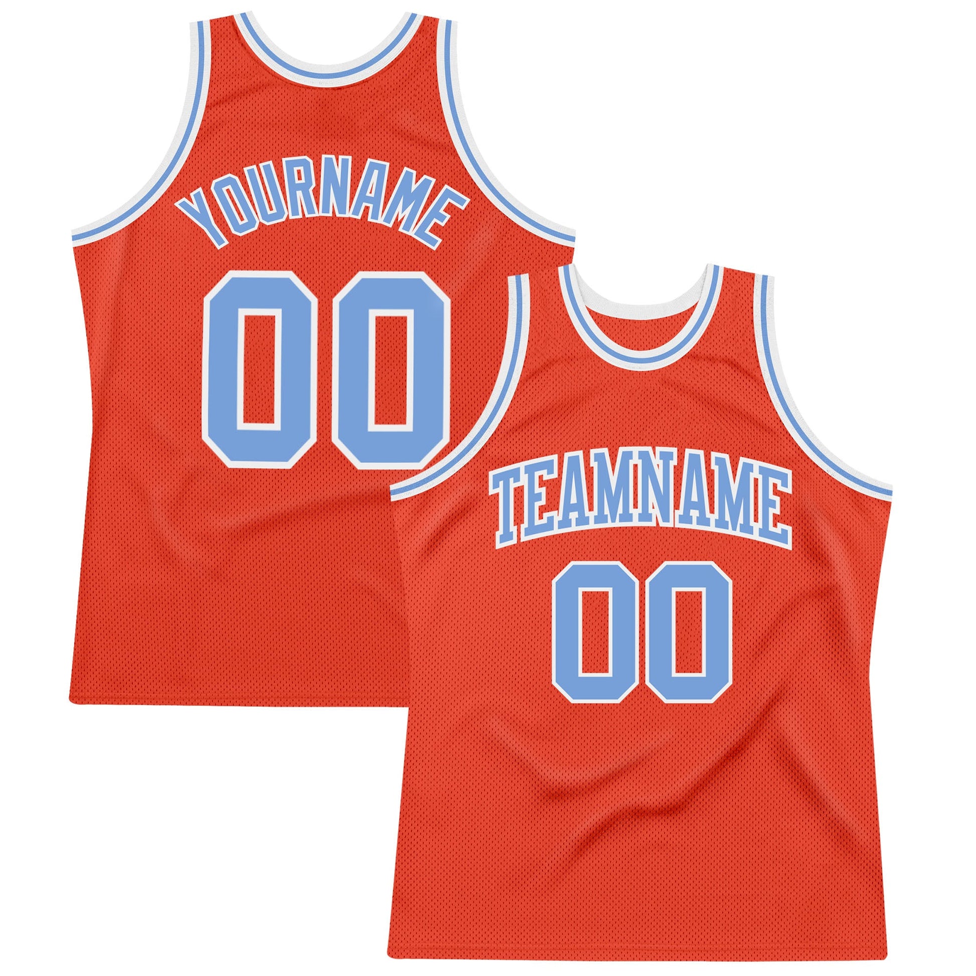 Custom Orange Light Blue-White Authentic Throwback Basketball Jersey - Main View
