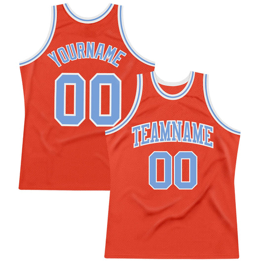 Custom Orange Light Blue-White Authentic Throwback Basketball Jersey - Main View