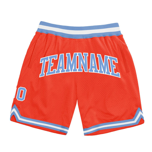 Custom Orange Light Blue-White Authentic Throwback Basketball Shorts - Main View