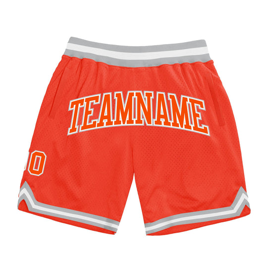 Custom Orange Orange-Gray Authentic Throwback Basketball Shorts - Main View