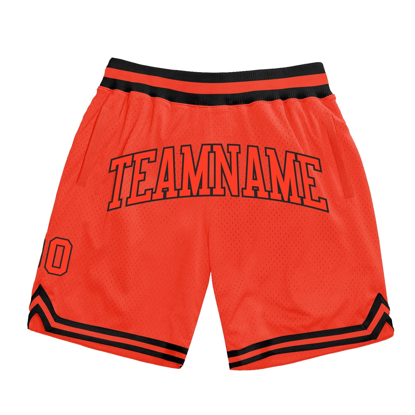Custom Orange Orange-Black Authentic Throwback Basketball Shorts - Main View