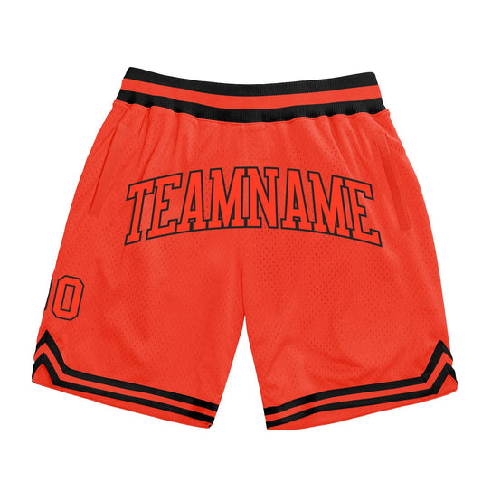Custom Orange Orange-Black Authentic Throwback Basketball Shorts - Main View