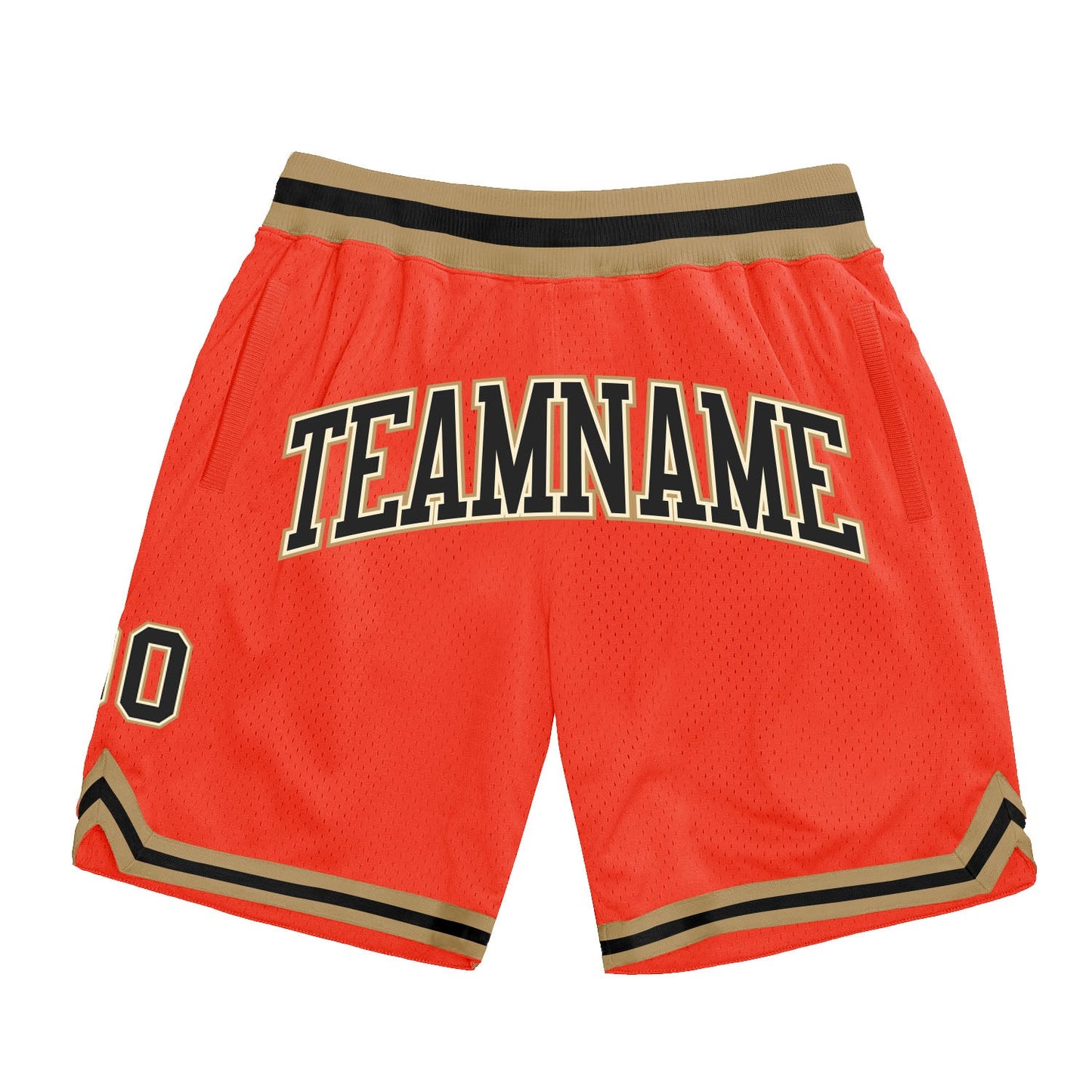 Custom Orange Black Cream-Old Gold Authentic Throwback Basketball Shorts - Main View