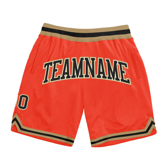 Custom Orange Black Cream-Old Gold Authentic Throwback Basketball Shorts - Main View