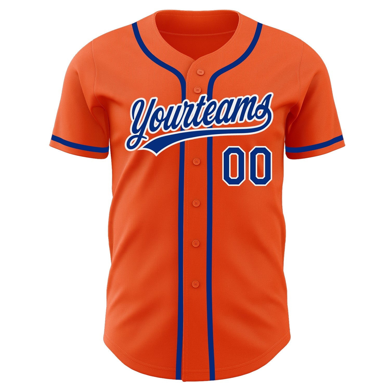 Custom Orange Royal-White Authentic Baseball Jersey view 2