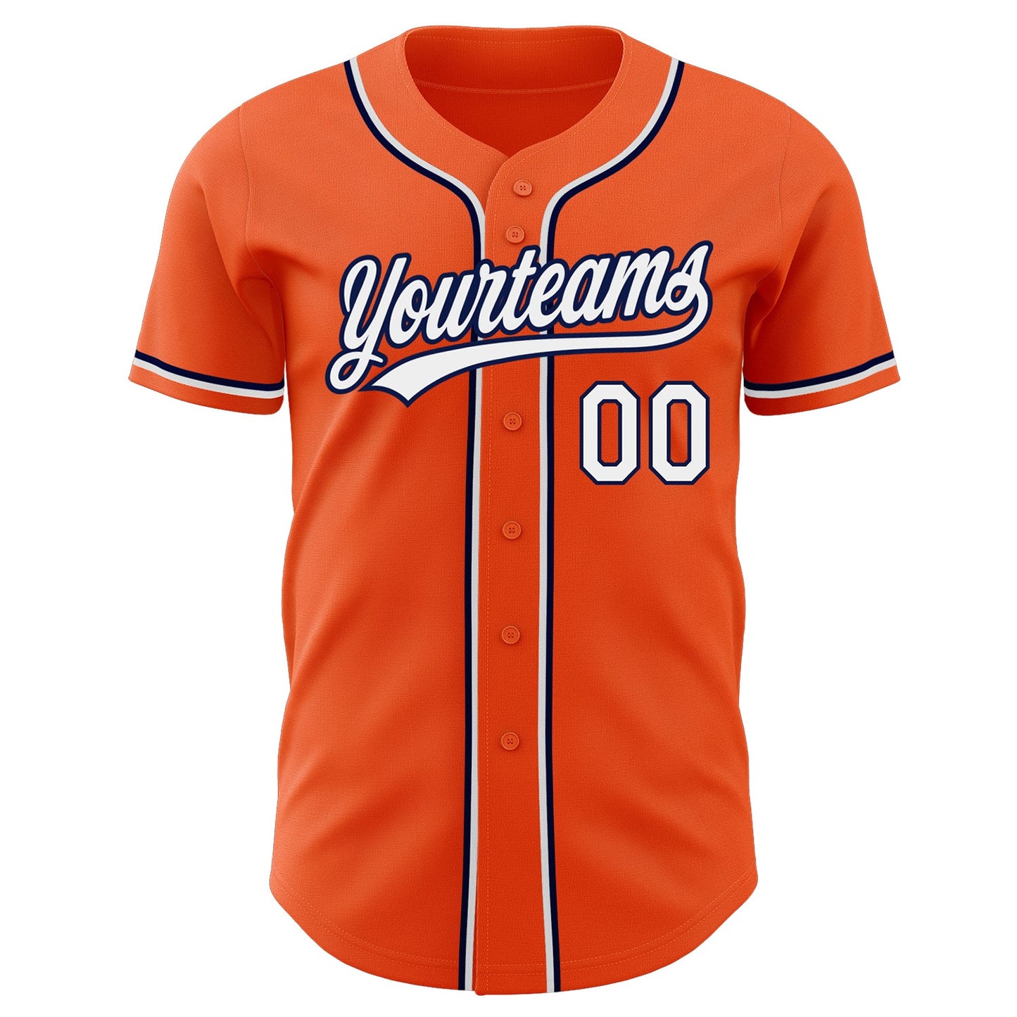 Custom Orange White-Navy Authentic Baseball Jersey view 2