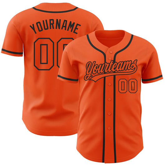 Custom Orange Orange-Black Authentic Baseball Jersey - Main View