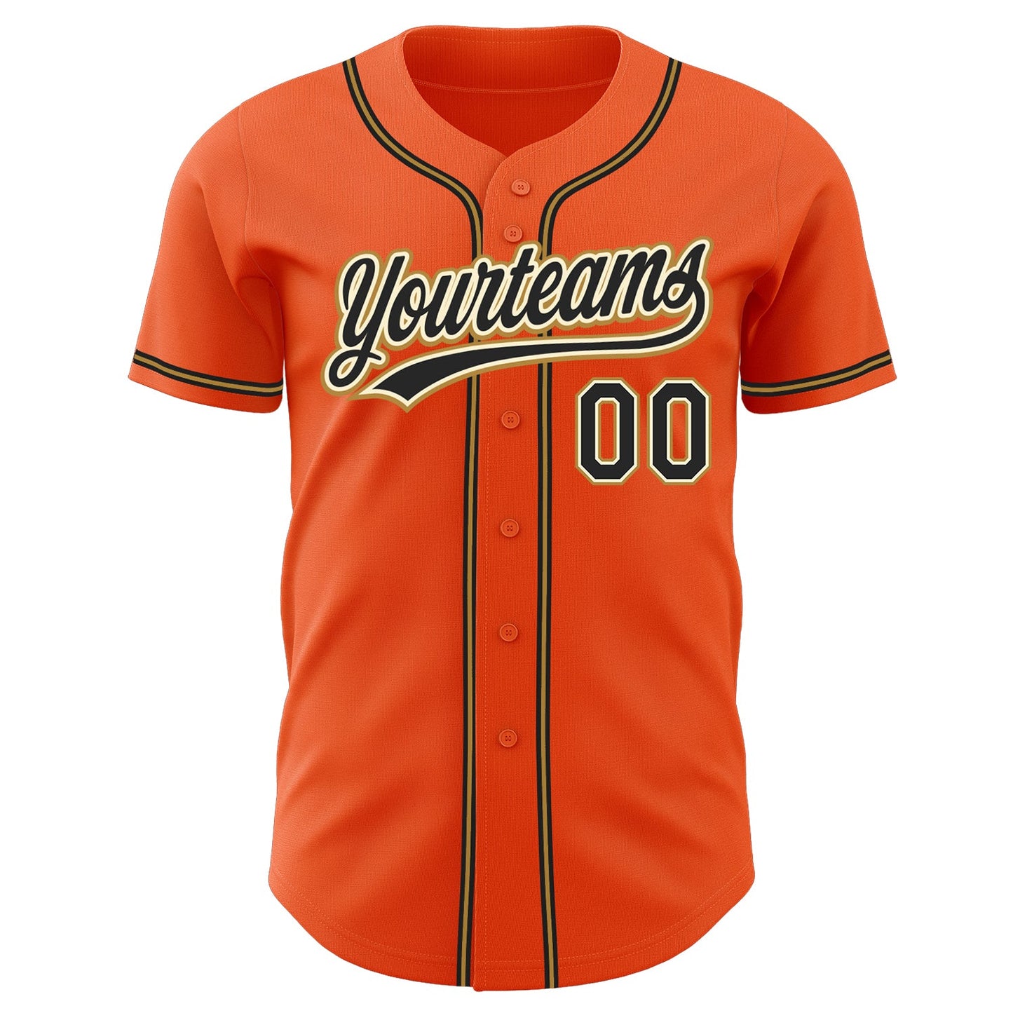 Custom Orange Black Cream-Old Gold Authentic Baseball Jersey view 2