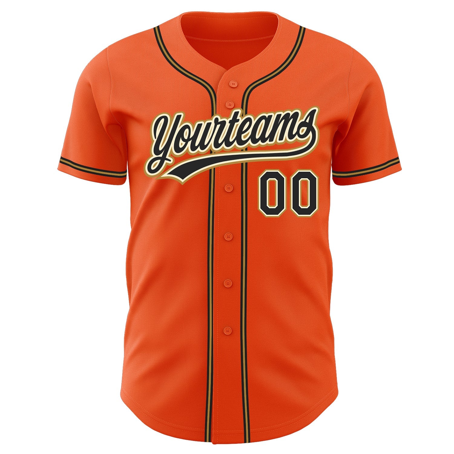 Custom Orange Black Cream-Old Gold Authentic Baseball Jersey view 2