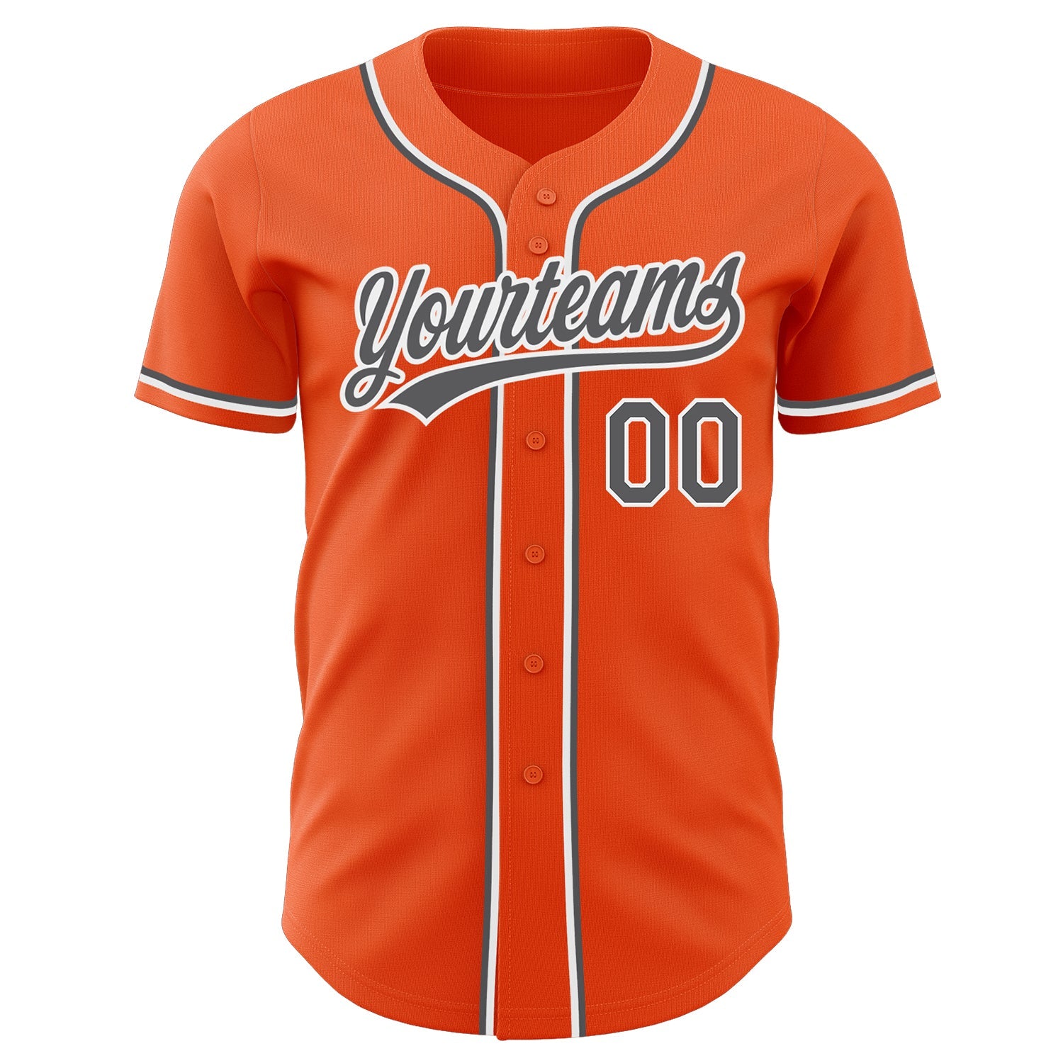 Custom Orange Steel Gray-White Authentic Baseball Jersey view 2
