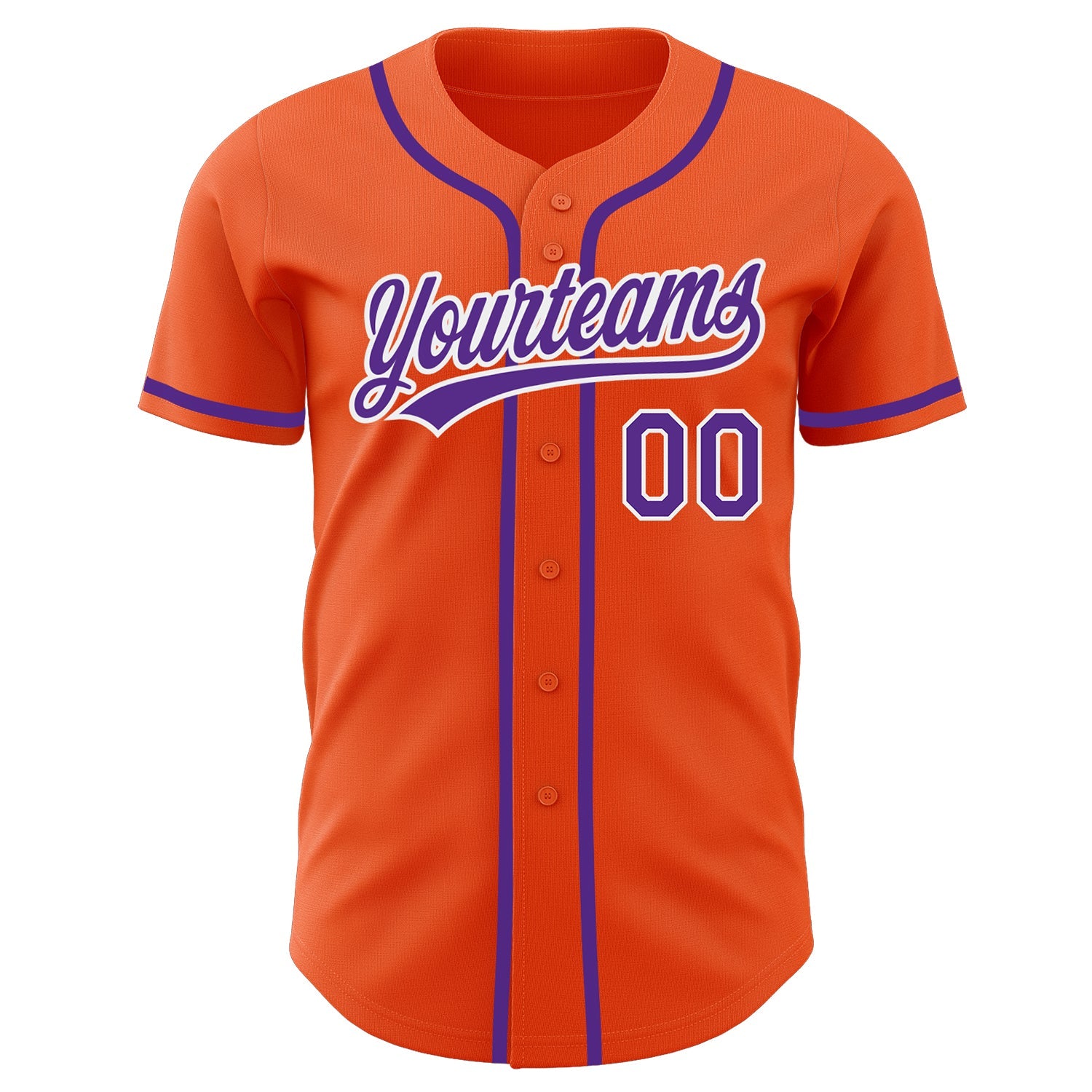 Custom Orange Purple-White Authentic Baseball Jersey view 3