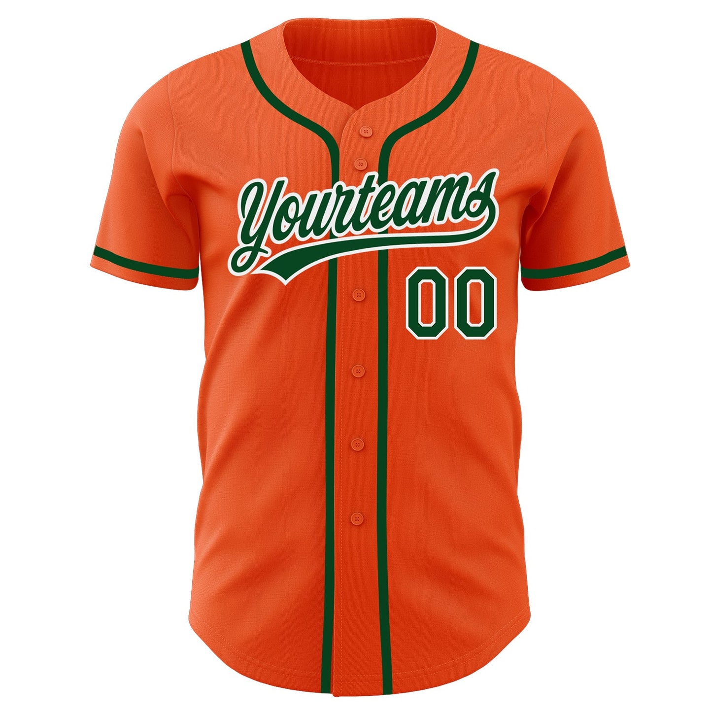 Custom Orange Green-White Authentic Baseball Jersey view 2