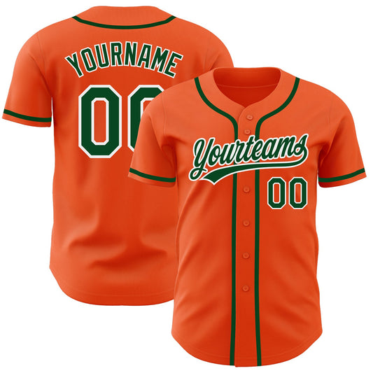 Custom Orange Green-White Authentic Baseball Jersey - Main View