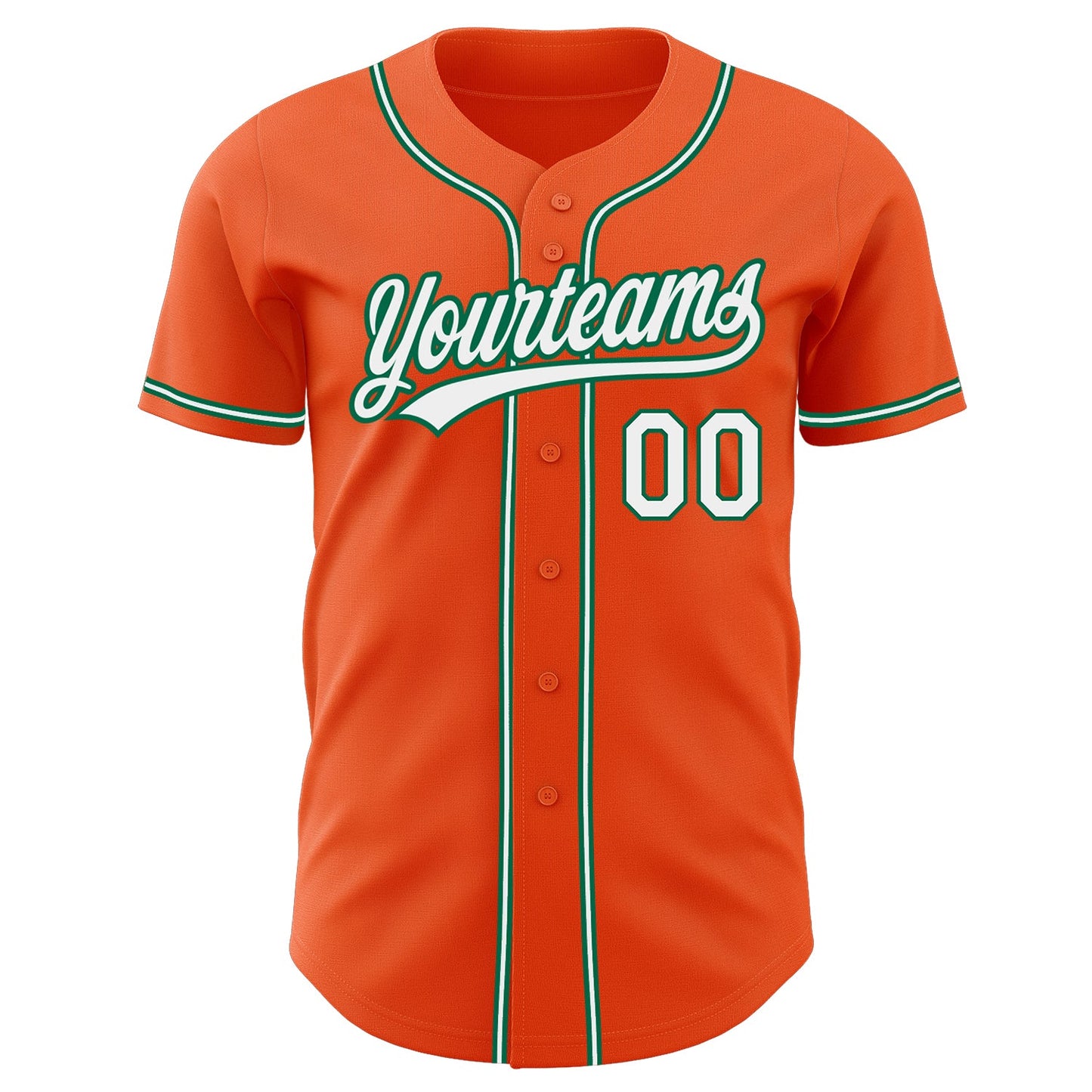 Custom Orange White-Kelly Green Authentic Baseball Jersey view 2