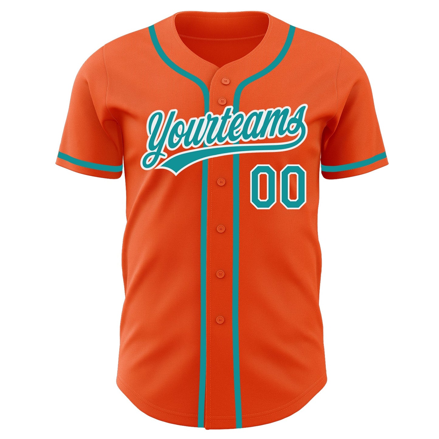 Custom Orange Teal-White Authentic Baseball Jersey view 2