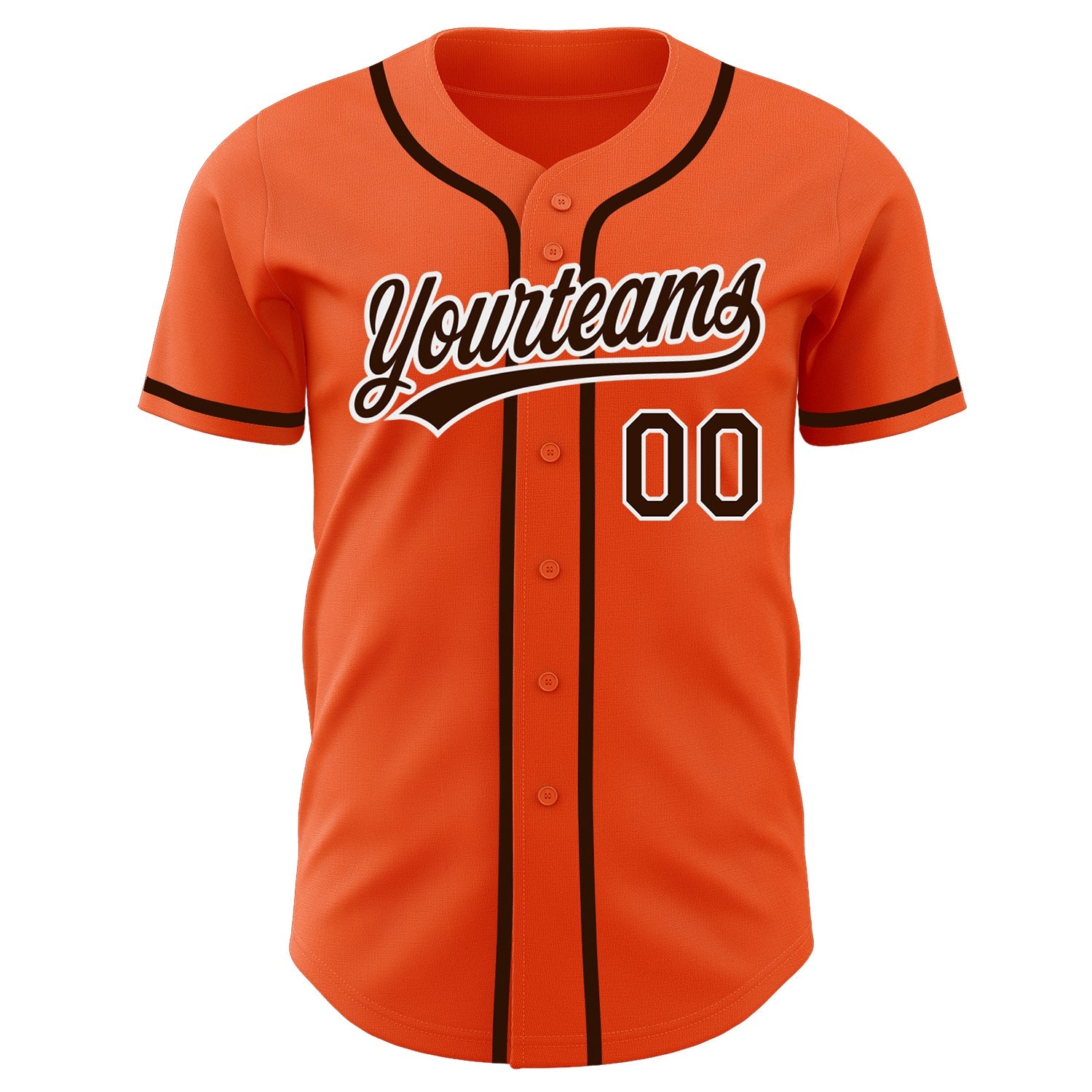 Custom Orange Brown-White Authentic Baseball Jersey view 2