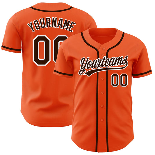 Custom Orange Brown-White Authentic Baseball Jersey - Main View