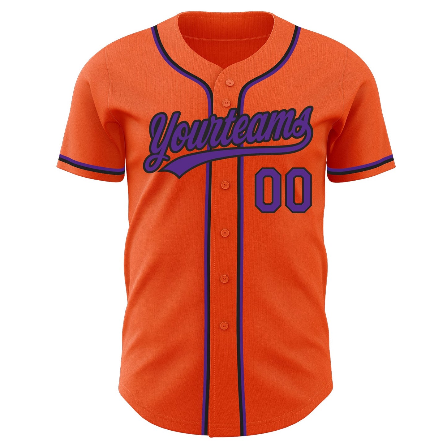 Custom Orange Purple-Black Authentic Baseball Jersey view 2