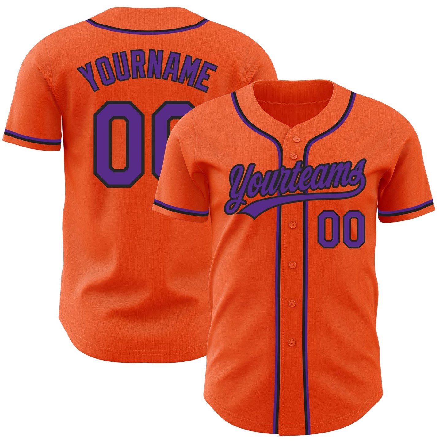 Custom Orange Purple-Black Authentic Baseball Jersey - Main View