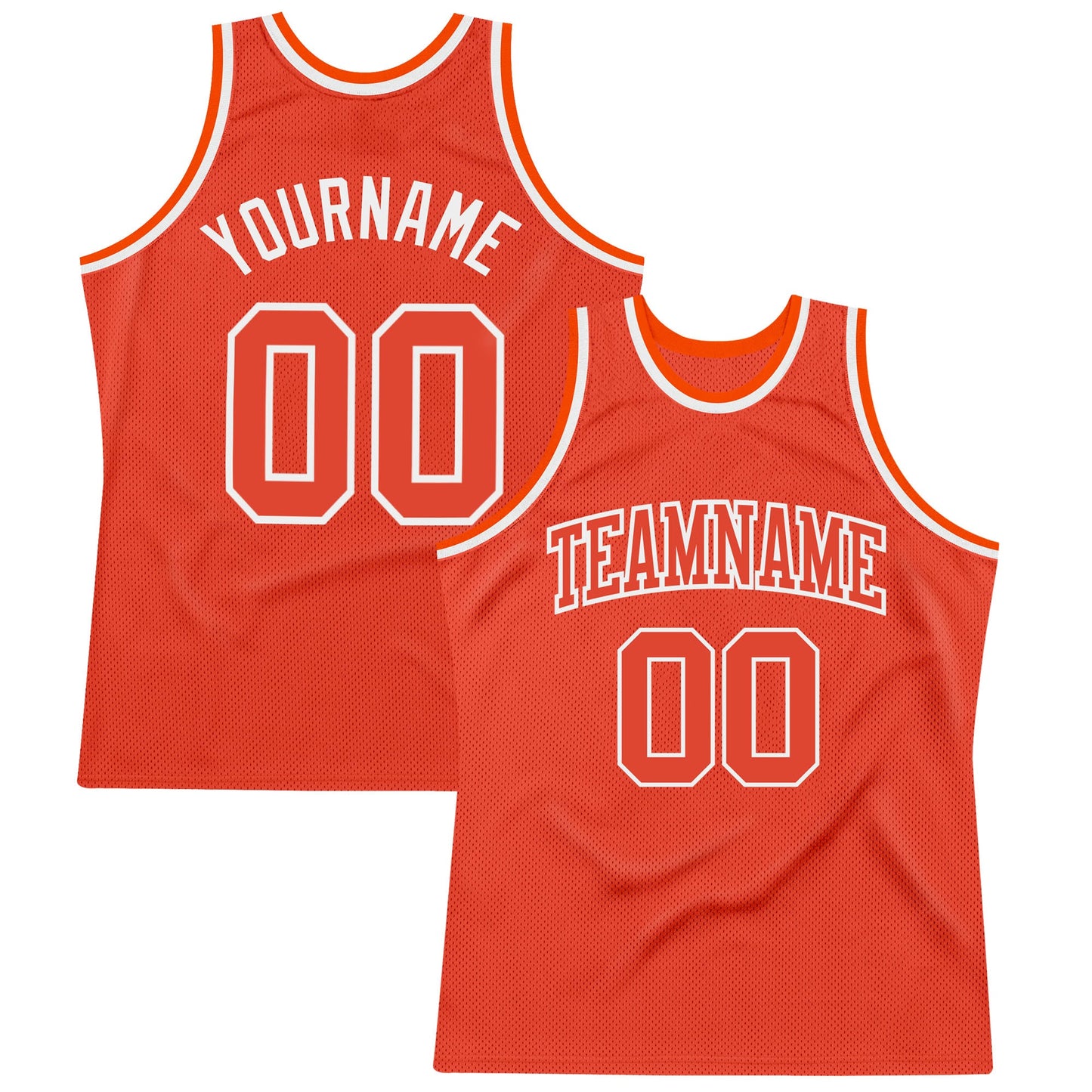 Custom Orange Orange-White Authentic Throwback Basketball Jersey - Main View