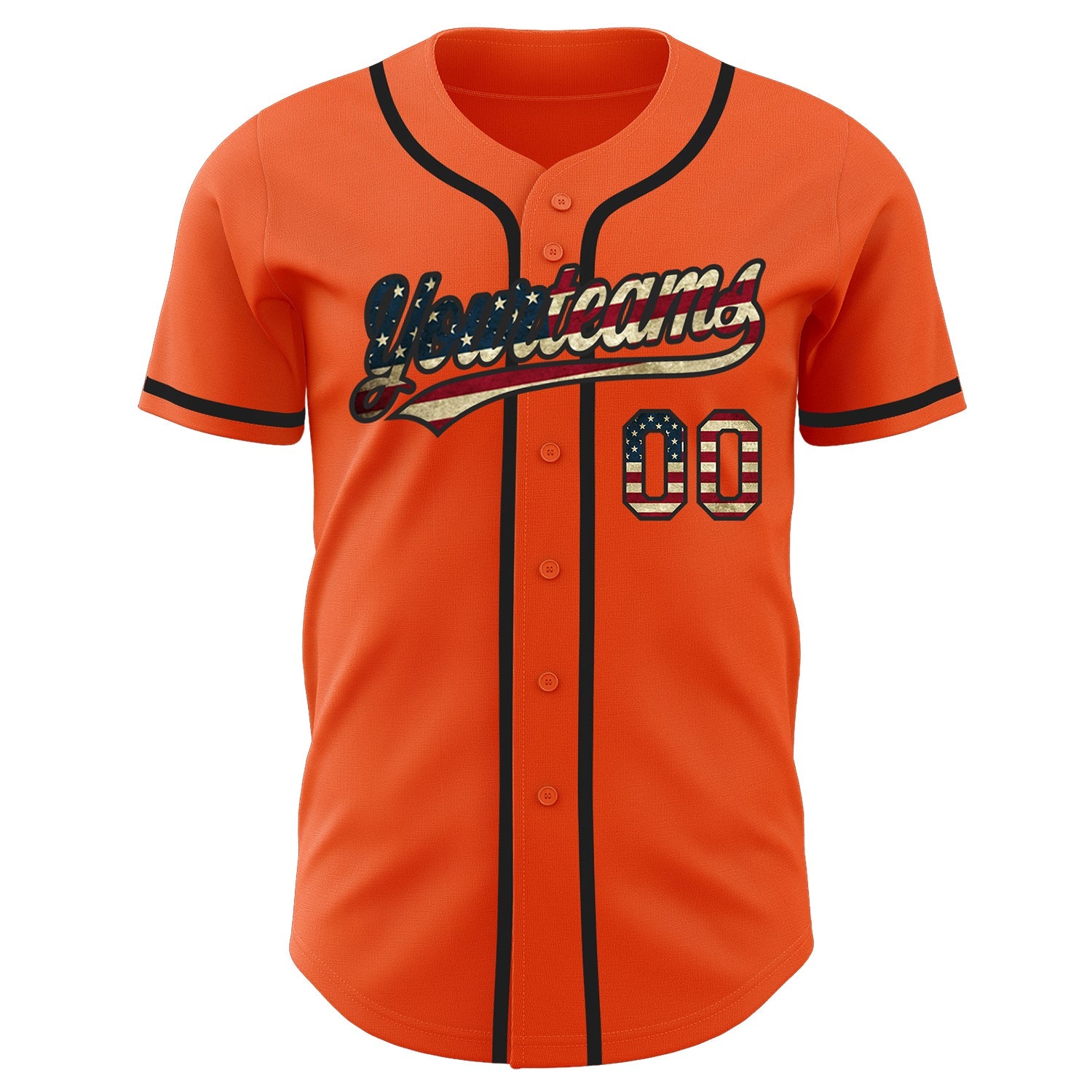 Custom Orange Vintage USA Flag-Black Authentic Baseball Jersey view 2