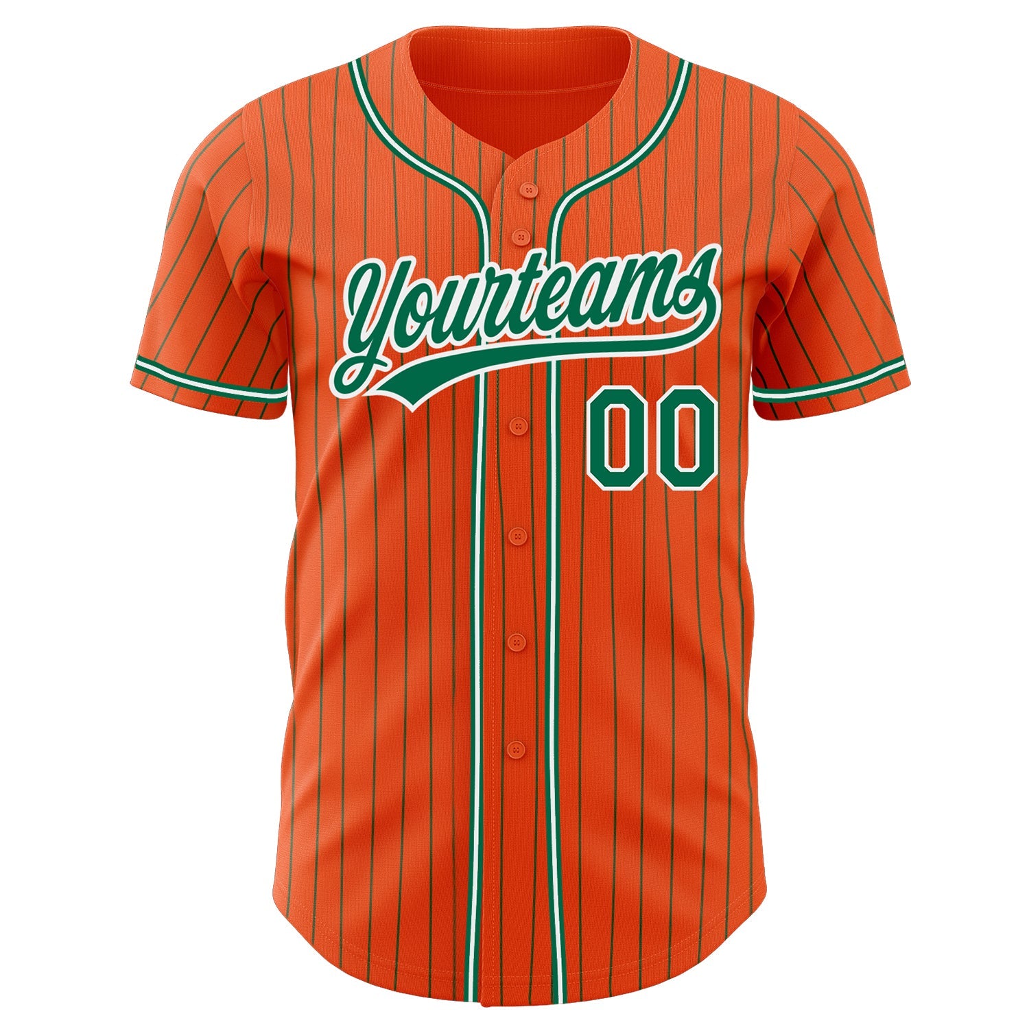 Custom Orange Kelly Green Pinstripe Kelly Green-White Authentic Baseball Jersey view 2
