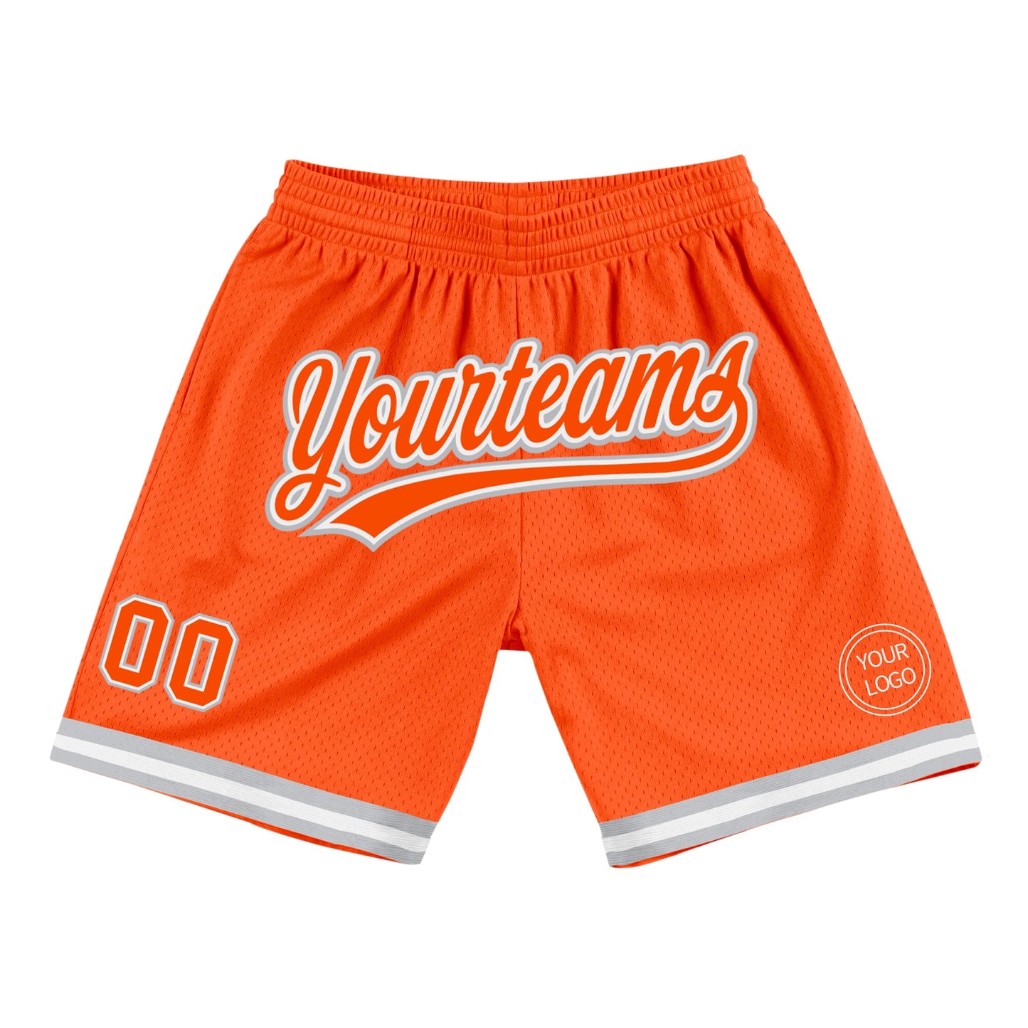 Custom Orange White-Gray Authentic Throwback Basketball Shorts - Main View