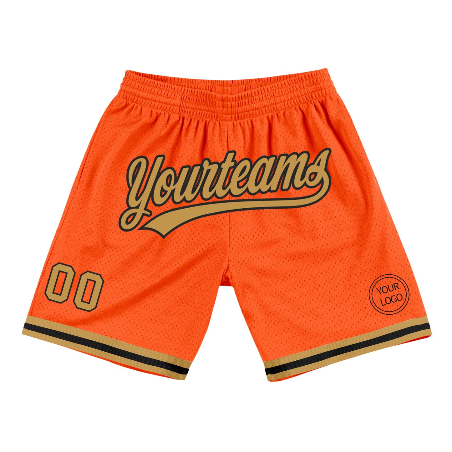 Custom Orange Old Gold-Black Authentic Throwback Basketball Shorts - Main View