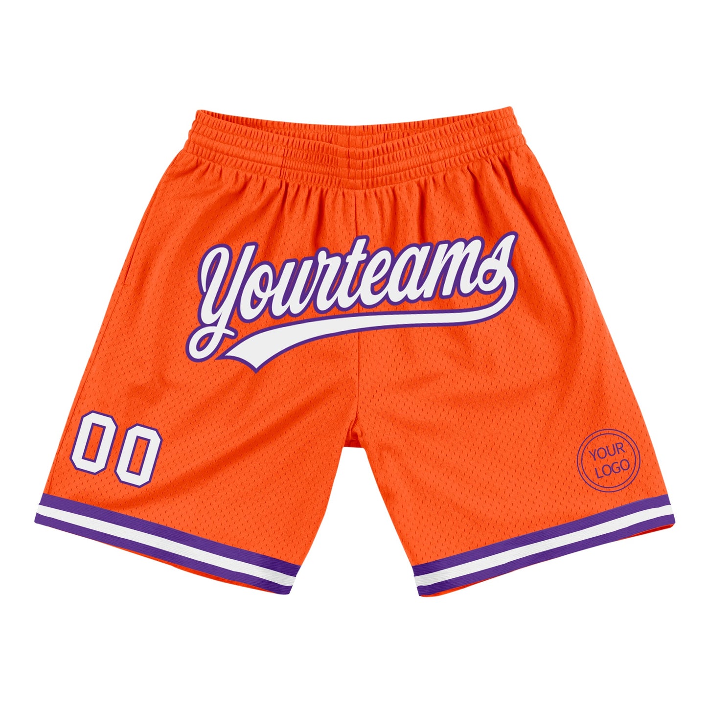Custom Orange White-Purple Authentic Throwback Basketball Shorts - Main View