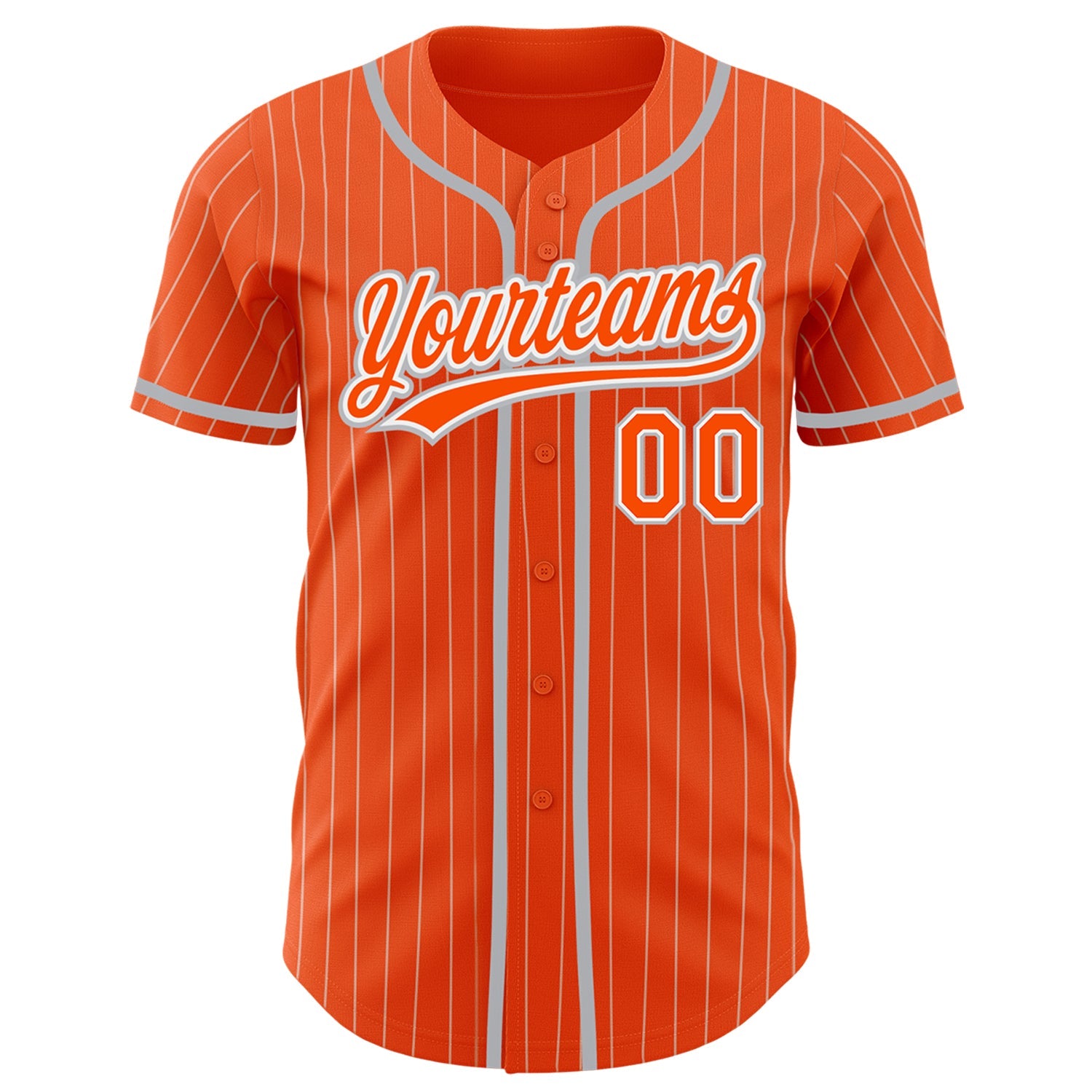 Custom Orange White Pinstripe Gray Authentic Baseball Jersey view 2