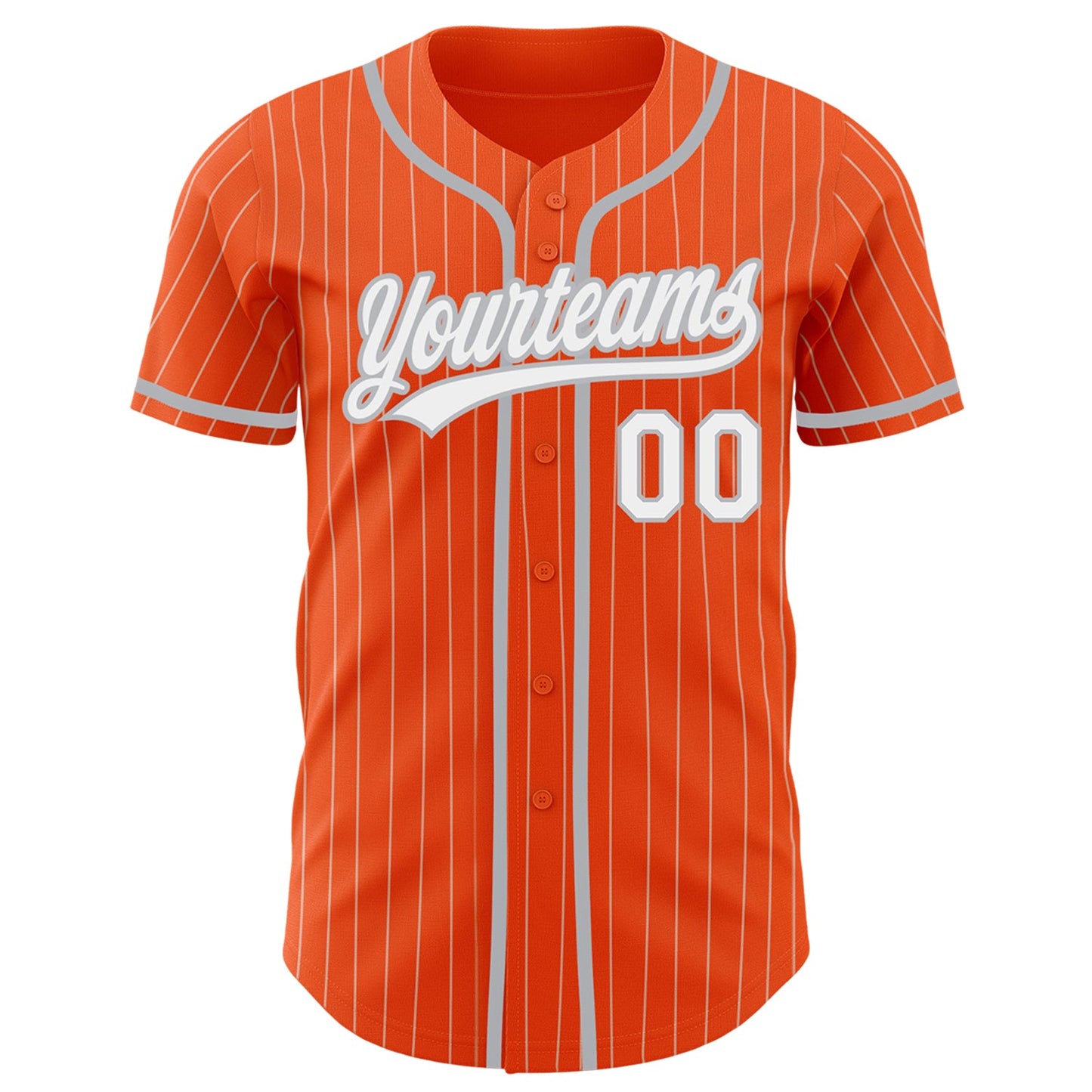 Custom Orange White Pinstripe Gray Authentic Baseball Jersey view 2