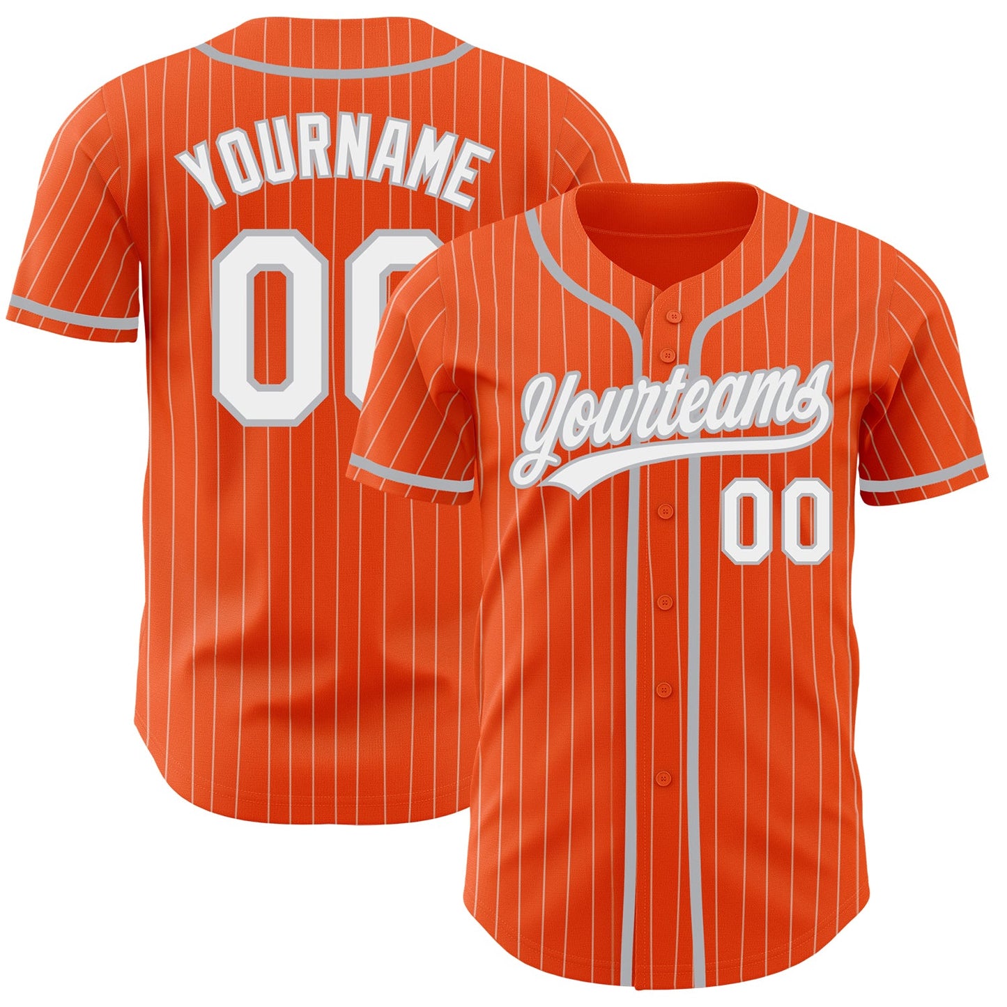 Custom Orange White Pinstripe Gray Authentic Baseball Jersey - Main View