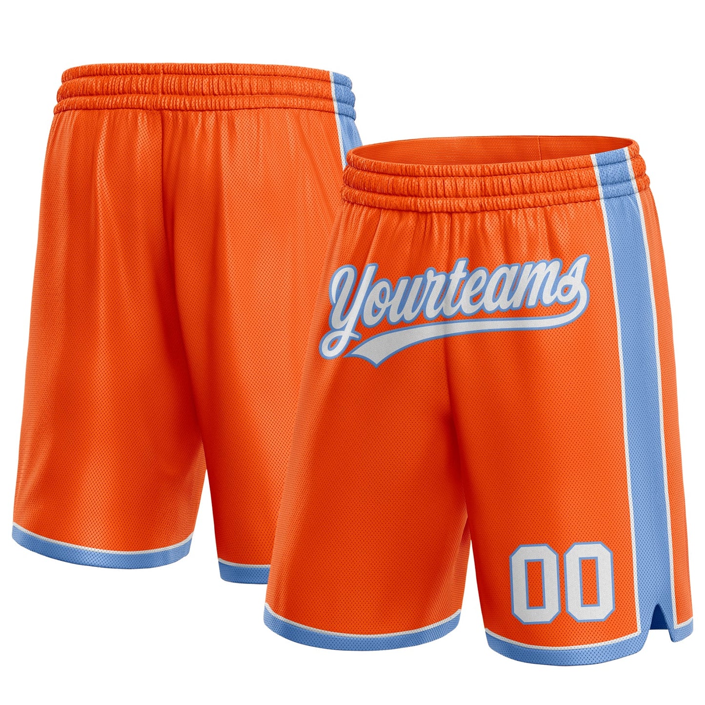 Custom Orange White-Light Blue Authentic Basketball Shorts - Main View