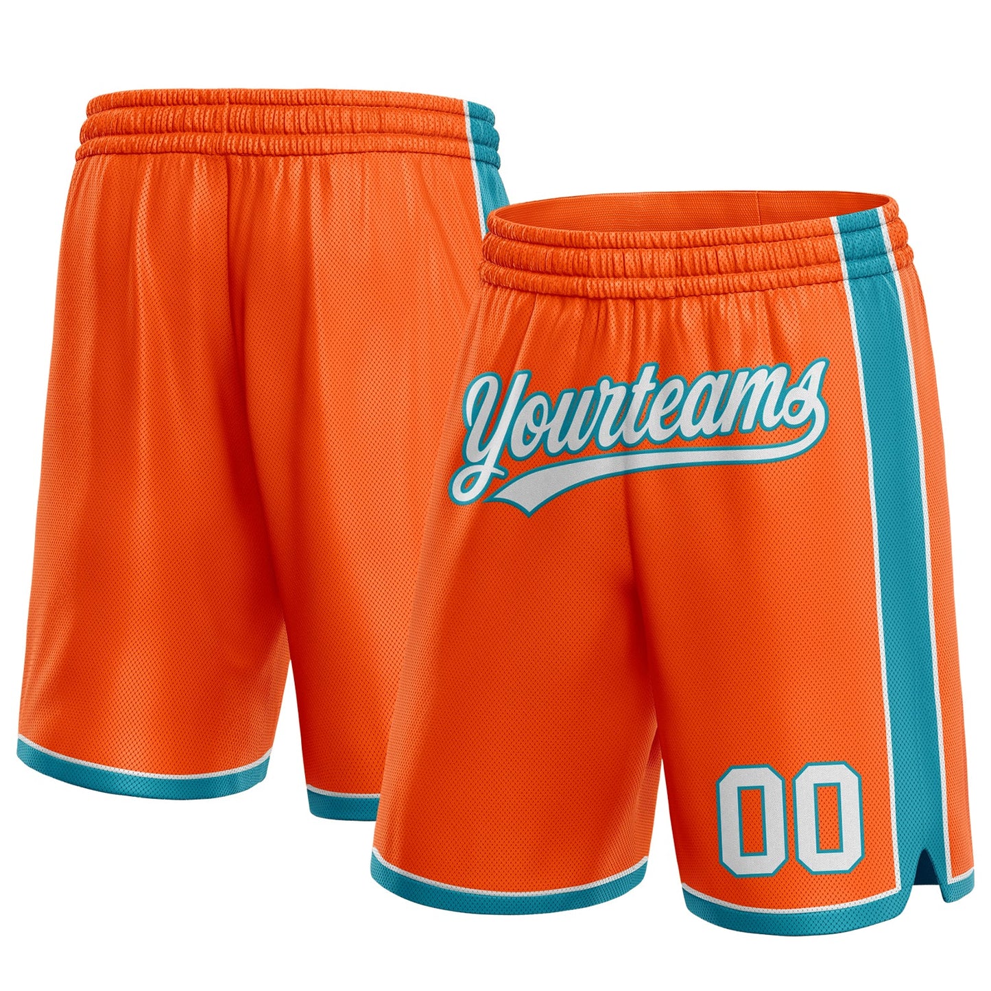 Custom Orange White-Teal Authentic Basketball Shorts - Main View