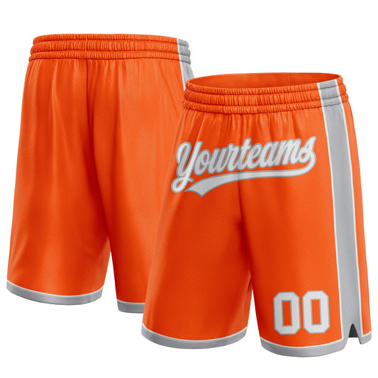 Custom Orange White-Gray Authentic Basketball Shorts - Main View
