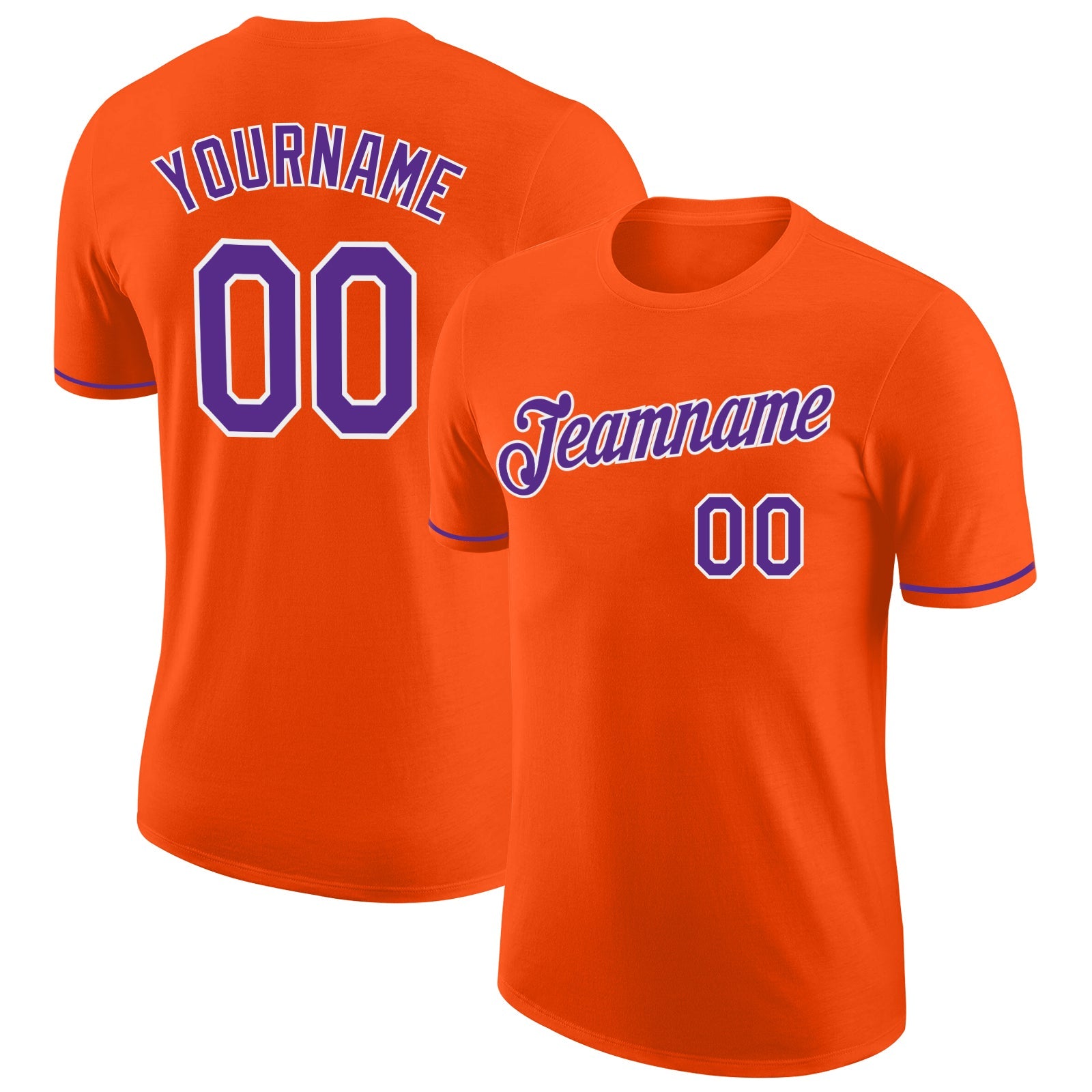 Custom Orange Purple-White Performance T-Shirt - Main View