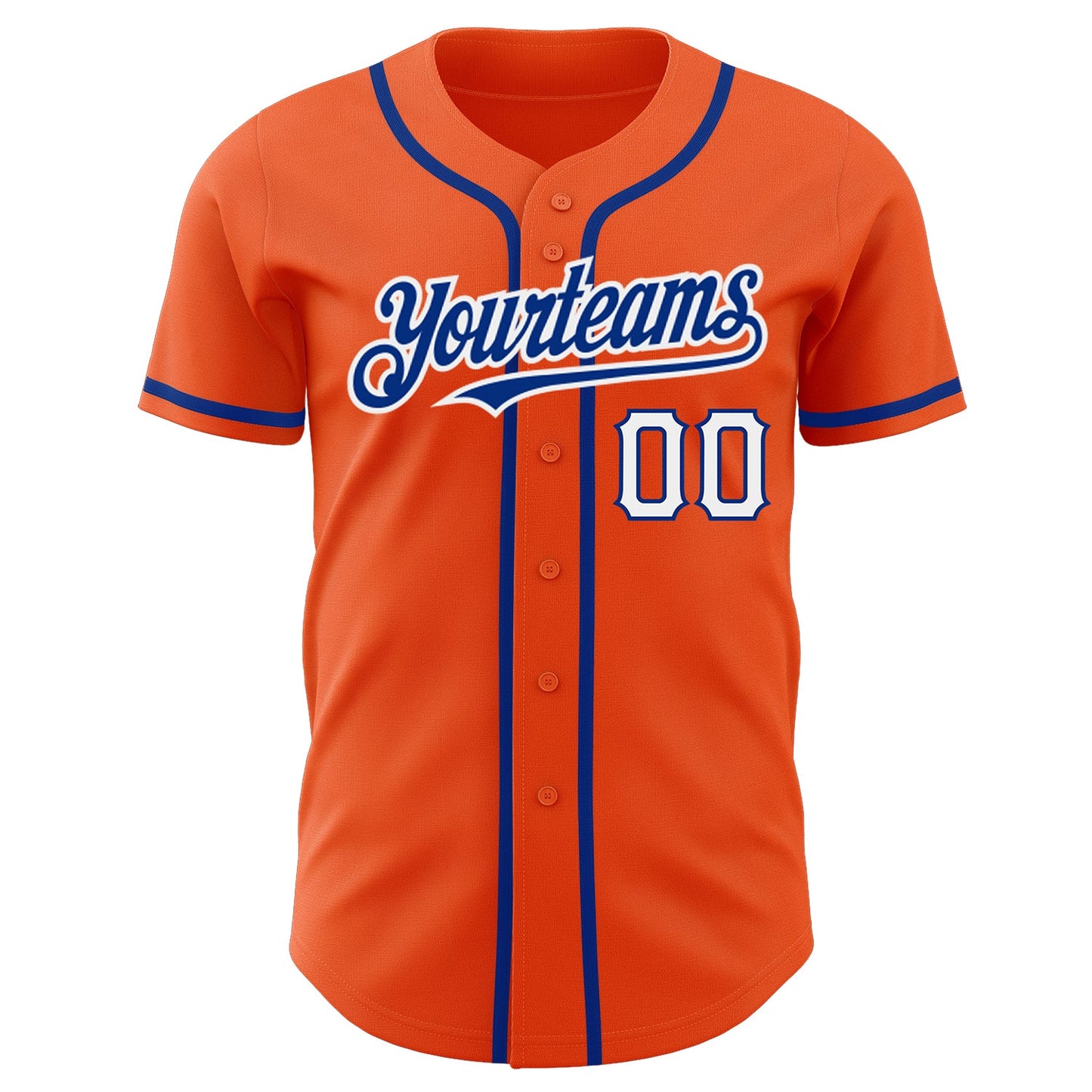 Custom Orange Royal-White Authentic Baseball Jersey view 2