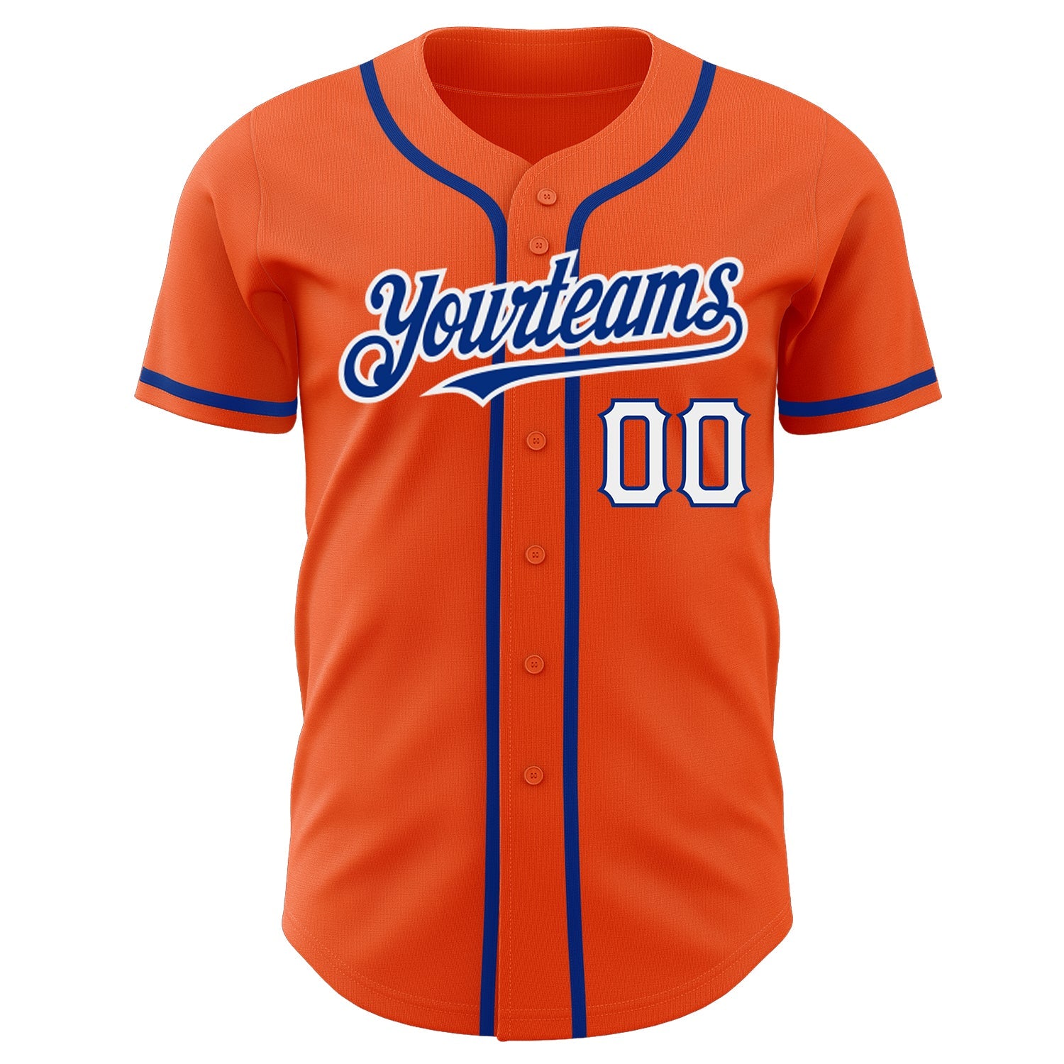 Custom Orange Royal-White Authentic Baseball Jersey view 2
