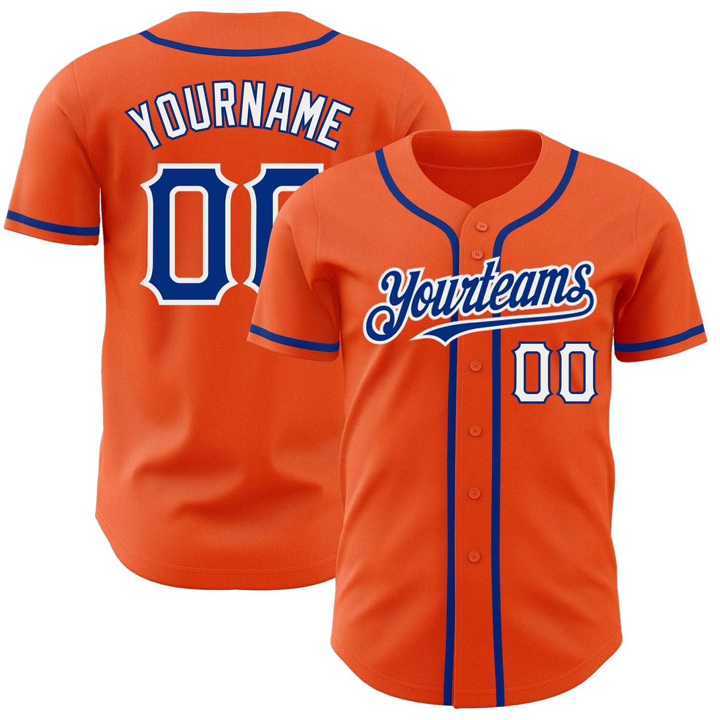 Custom Orange Royal-White Authentic Baseball Jersey - Main View