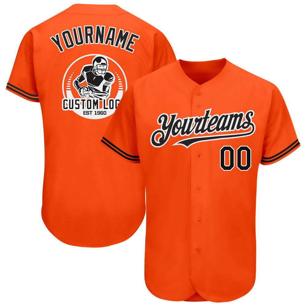 Custom Orange Black-White Authentic Baseball Jersey - Main View