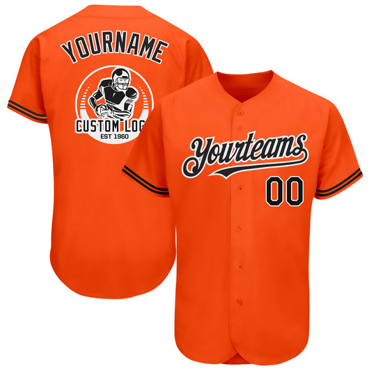 Custom Orange Black-White Authentic Baseball Jersey - Main View