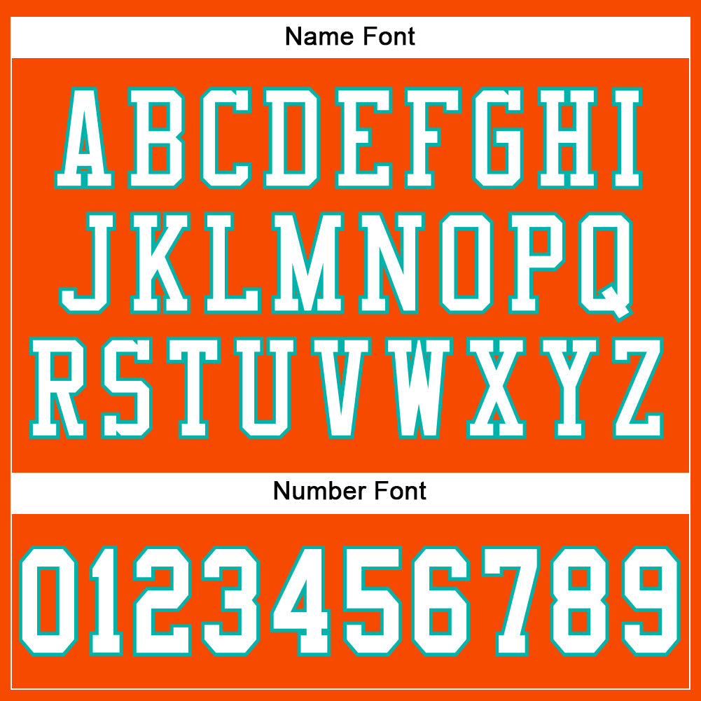 Custom Orange White-Aqua Mesh Authentic Football Jersey view 4