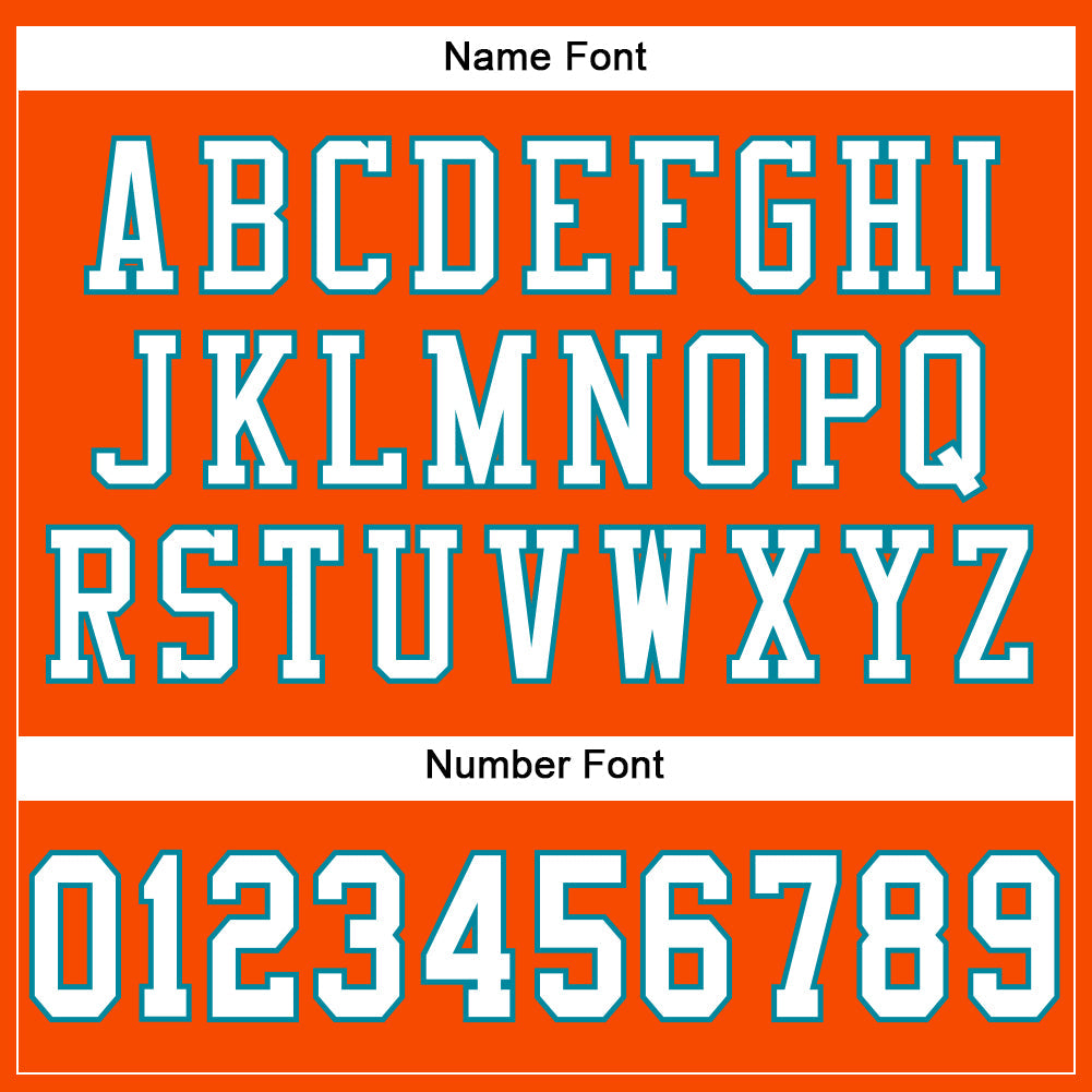 Custom Orange White-Teal Mesh Authentic Football Jersey view 4