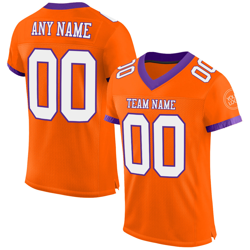 Custom Orange White-Purple Mesh Authentic Football Jersey - Main View
