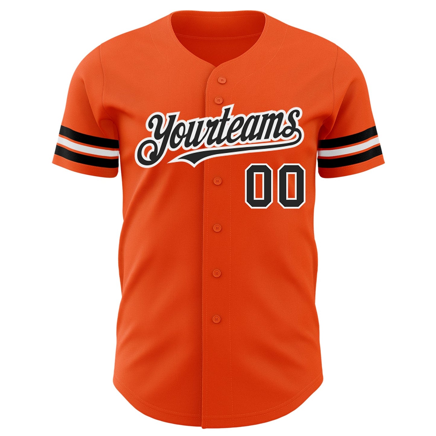 Custom Orange Black-White Authentic Baseball Jersey view 2