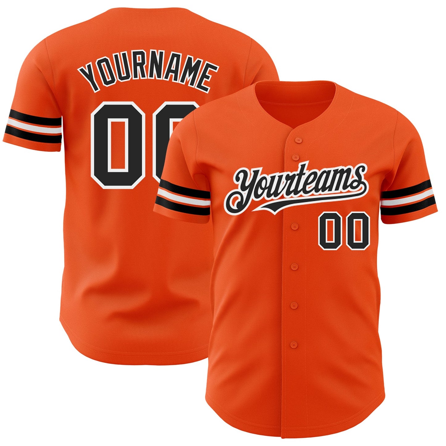 Custom Orange Black-White Authentic Baseball Jersey - Main View
