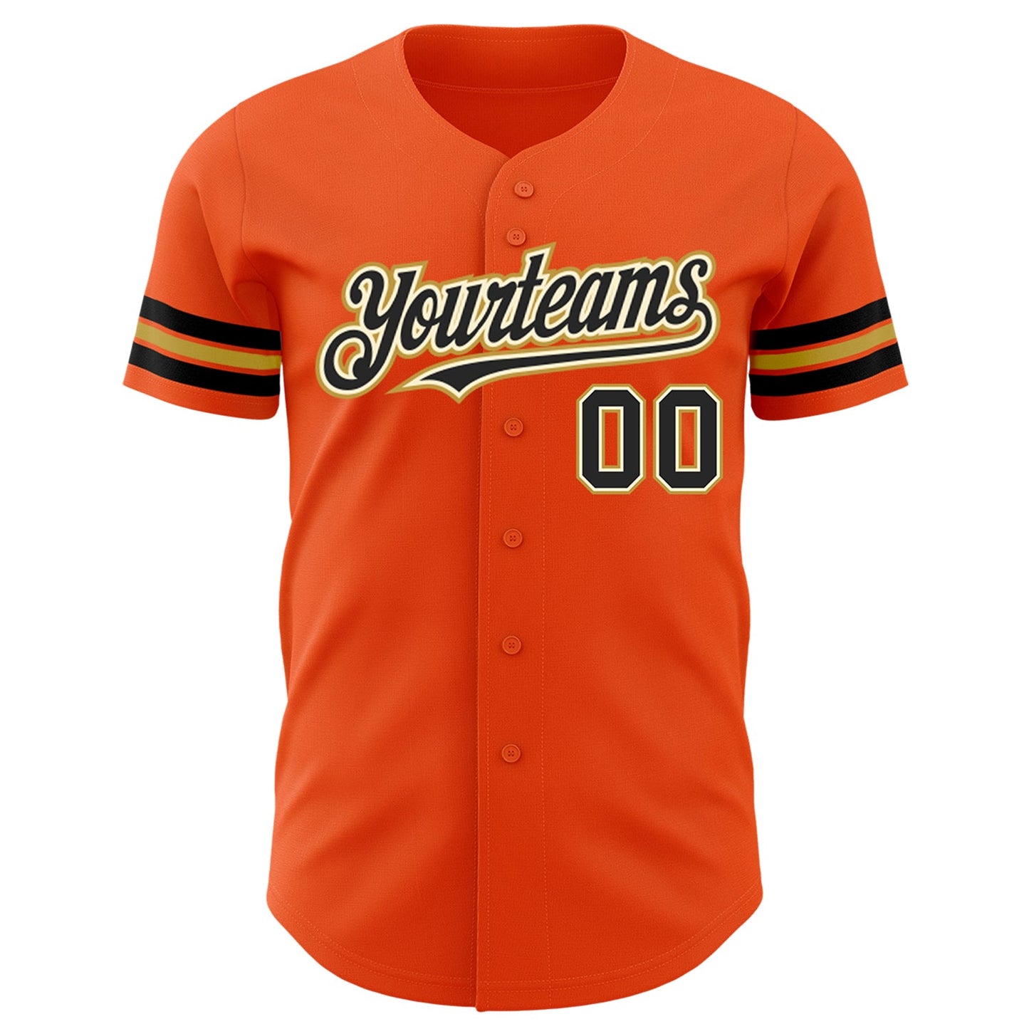 Custom Orange Black Cream-Old Gold Authentic Baseball Jersey view 2